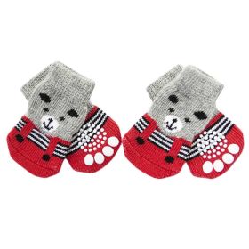 4 Pcs Red Bear Knitted Dogs Socks Cat Socks Cute Pet Socks Dog Paw Protection for Puppy Indoor Wear 4 Pcs Red Bear Knitted Dogs Socks Cat Socks Cute Pet Socks Dog Paw Protection for Puppy Indoor Wear